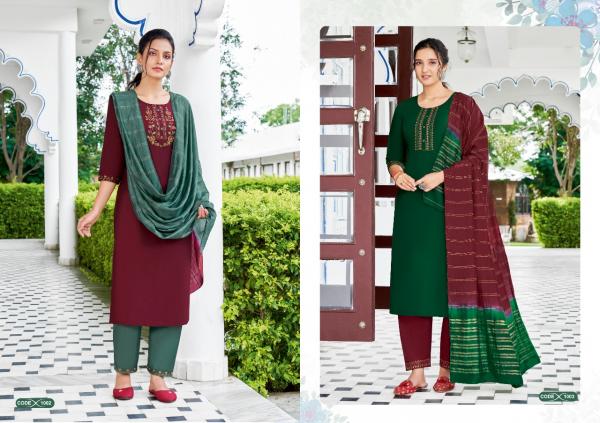 Jinesh Nx Nazrana Fancy Chinon Kurti With Bottom Dupatta Collection